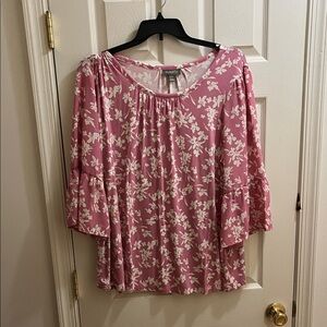 Kim Rogers Pink and White Floral Blouse